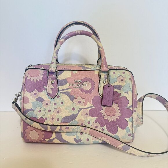 coach Rowan Satchel Bag With Floral Print cbg82 - Picture 1 of 7
